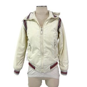Ski Doll- Cream w/Knit Contrast Detail Zip Jacket Size Small.
